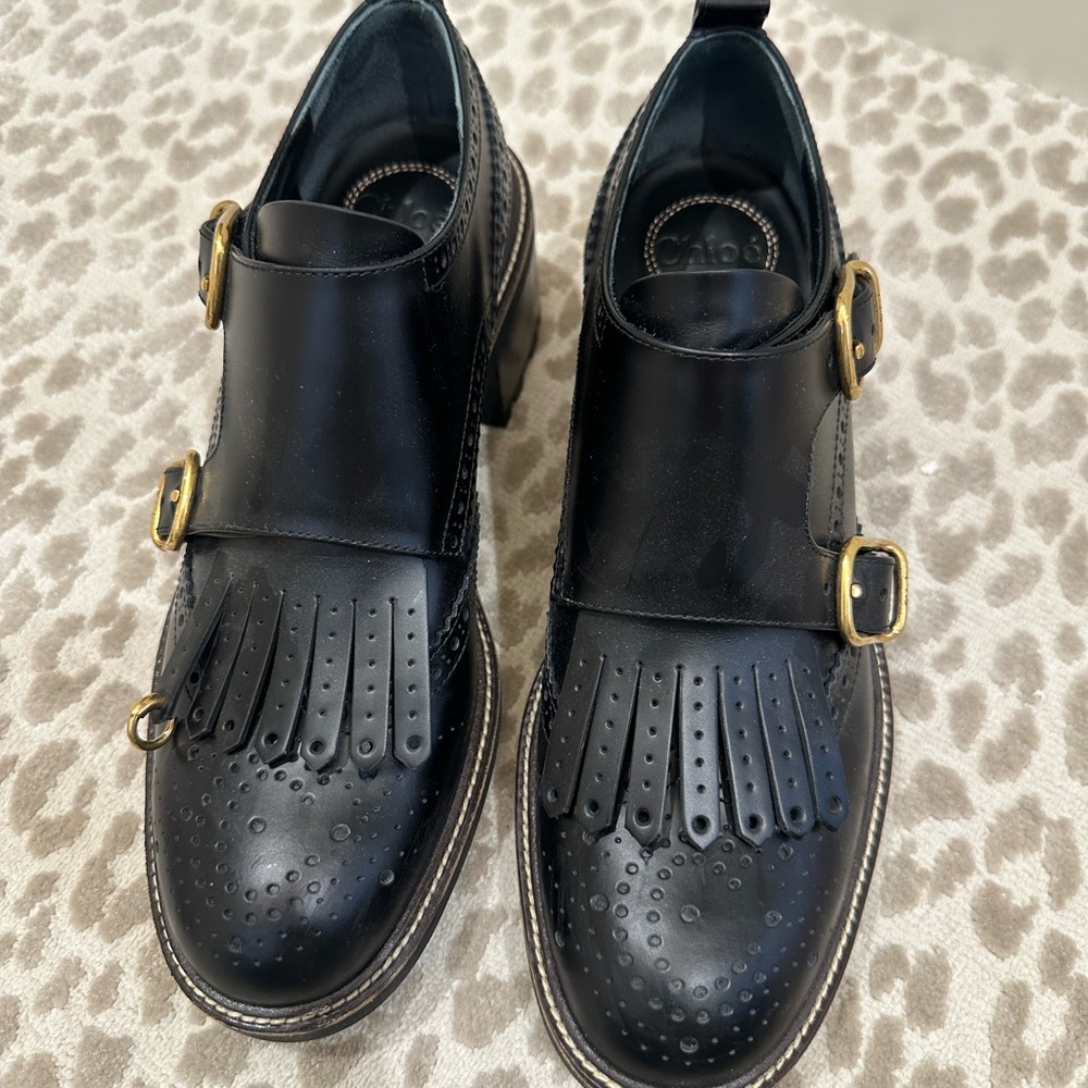 Chloe black monk style Oxford